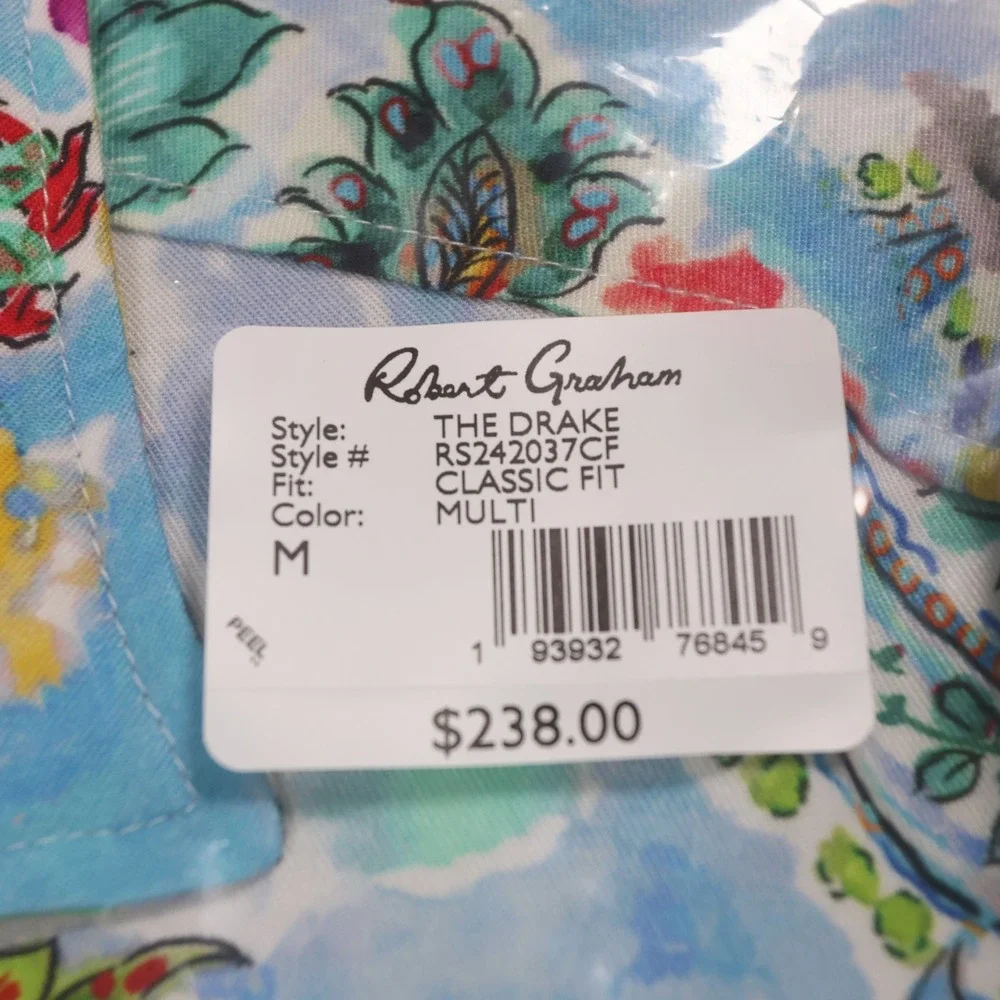 Robert Graham The Drake Paisley Shirt Short Sleeve Button Up Multi M‎ MSRP $238